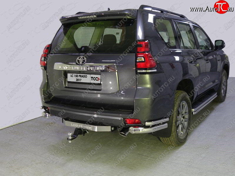 26 499 р. Защита заднего бампера (уголки двойные) ТСС 76,1/42,4 мм Toyota Land Cruiser Prado J150 2-ой рестайлинг (2017-2020)  с доставкой в г. Вологда