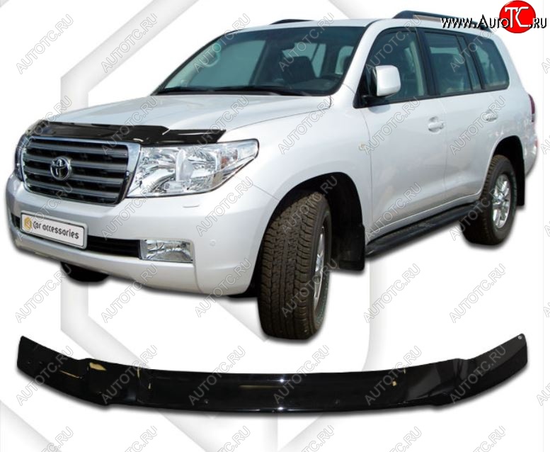 1 999 р. Дефлектор капота CA-Plastiс Toyota Land Cruiser 200 1-ый рестайлинг (2012-2015) (Classic черный, Без надписи)  с доставкой в г. Вологда
