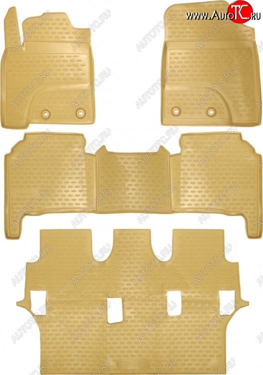 3 199 р. Комплект ковриков в салон Element (4 шт, полиуретан, бежевые) Toyota Land Cruiser 200 1-ый рестайлинг (2012-2015)  с доставкой в г. Вологда