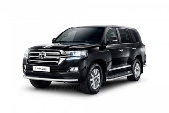 Защита переднего бампера одинарная из трубы d63 мм Petroil Tuning Toyota Land Cruiser 200 2-ой рестайлинг (2015-2021) (Нержавеющая полированная сталь)