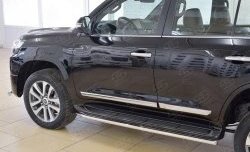 14 899 р. Защита порогов из круглой трубы диаметром 42 мм SLITKOFF Toyota Land Cruiser 200 2-ой рестайлинг (2015-2021)  с доставкой в г. Вологда. Увеличить фотографию 4