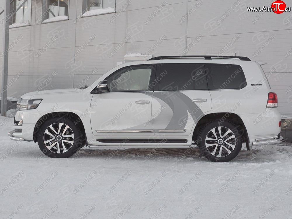 14 899 р. Защита порогов SLITKOFF из круглой трубы диаметром 42 мм Toyota Land Cruiser 200 2-ой рестайлинг (2015-2021)  с доставкой в г. Вологда