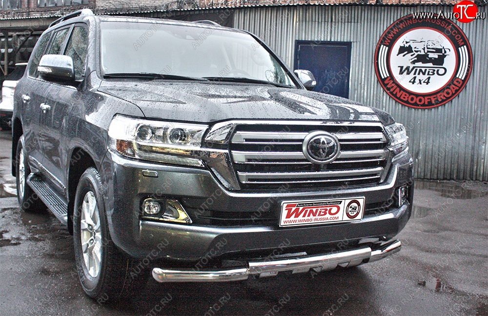 15 499 р. Защита переднего бампера WINBO (Ø76 мм, нержавейка)  Toyota Land Cruiser  200 (2015-2021) 2-ой рестайлинг  с доставкой в г. Вологда