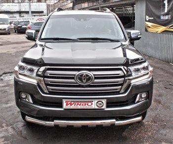 15 499 р. Защита переднего бампера WINBO (Ø76 мм, нержавейка)  Toyota Land Cruiser  200 (2015-2021) 2-ой рестайлинг  с доставкой в г. Вологда. Увеличить фотографию 2