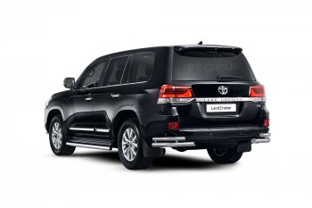 22 749 р. Защита порогов Petroil Tuning d63 Toyota Land Cruiser 200 2-ой рестайлинг (2015-2021) (Нержавеющая полированная сталь)  с доставкой в г. Вологда. Увеличить фотографию 2