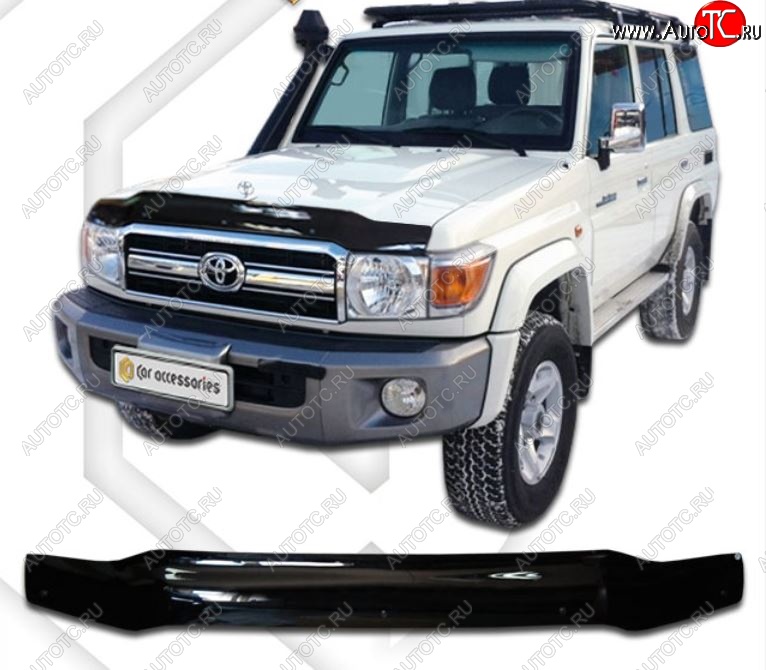 1 999 р. Дефлектор капота (76 кузов) CA-Plastic  Toyota Land Cruiser  70 (2007-2023) 3 дв. 3-ий рестайлинг (серия Classic черный, Без надписи)  с доставкой в г. Вологда