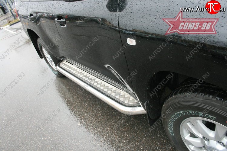 35 009 р. Защита порогов с алюминиевым листом Souz-96 (d76) Toyota Land Cruiser 200 дорестайлинг (2007-2012)  с доставкой в г. Вологда