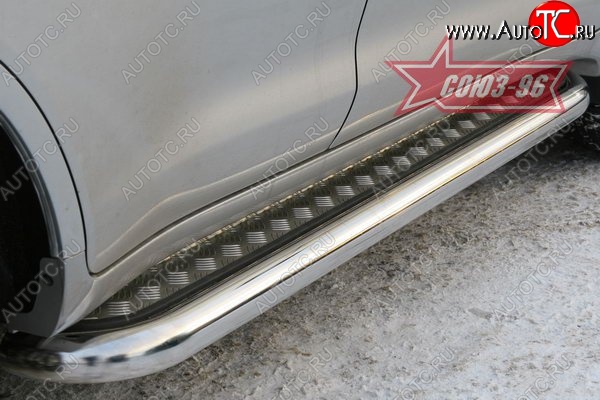 33 299 р. Защита порогов с алюминиевым листом Souz-96 Toyota Land Cruiser 200 дорестайлинг (2007-2012)  с доставкой в г. Вологда