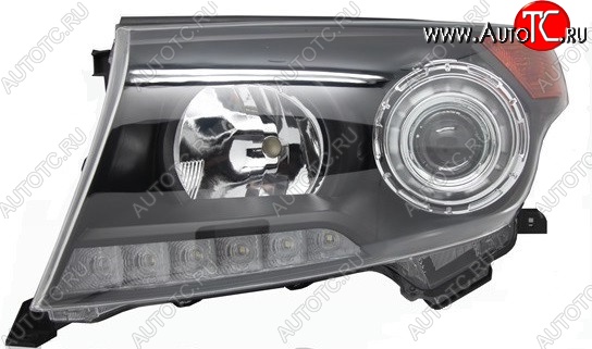 9 999 р. Левая фара SAT (чёрная Brownstone) Toyota Land Cruiser 200 1-ый рестайлинг (2012-2015)  с доставкой в г. Вологда