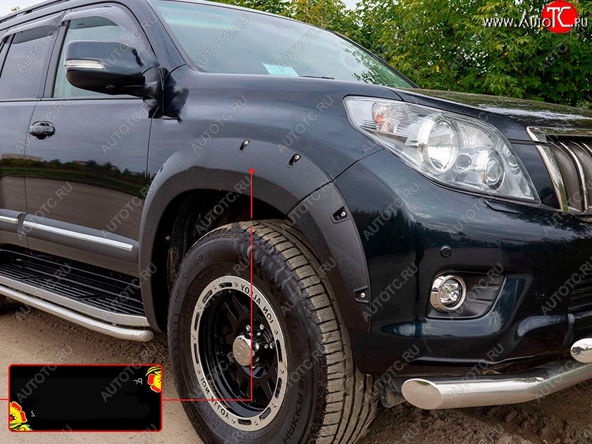 6 999 р. Расширитель арки RA (вылет 30 мм, передний правый) Toyota Land Cruiser Prado J150 дорестайлинг (2009-2013) (Поверхность шагрень)  с доставкой в г. Вологда