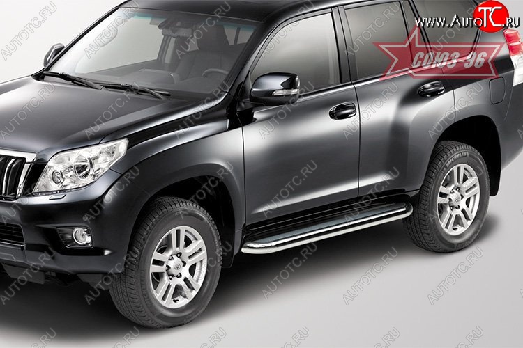 39 149 р. Защита порогов с листом Souz-96 (d76). Toyota Land Cruiser Prado J150 дорестайлинг (2009-2013)  с доставкой в г. Вологда