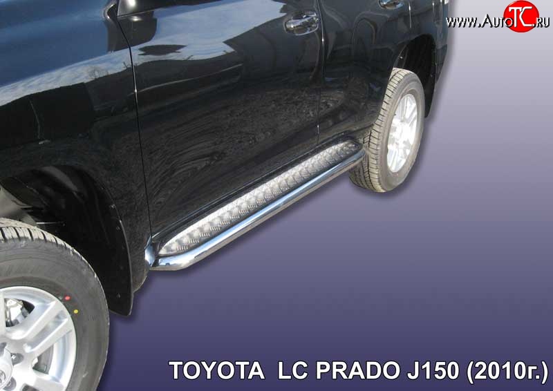 21 449 р. Широкая защита порогов Slitkoff Toyota Land Cruiser Prado J150 дорестайлинг (2009-2013) (Цвет: нержавеющая полированная сталь)  с доставкой в г. Вологда
