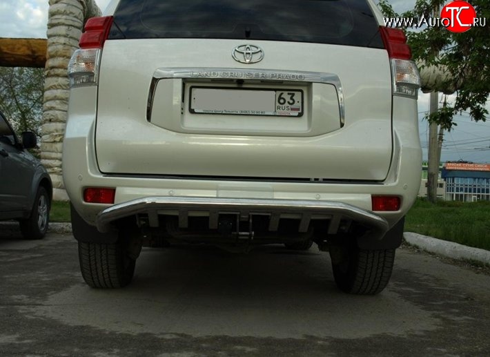 11 499 р. Защита заднего бампера d76 мм с изгибом Металл Дизайн Toyota Land Cruiser Prado J150 дорестайлинг (2009-2013) (полированная нержавейка)  с доставкой в г. Вологда