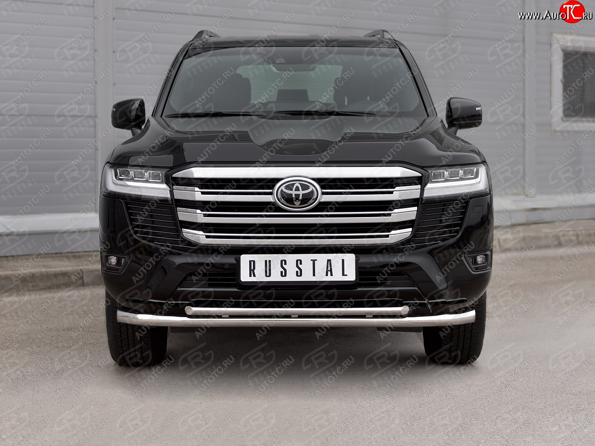 23 499 р. Защита переднего бампера (2 трубы Ø63 и 42 мм, нержавейка) SLITKOFF Toyota Land Cruiser J300 дорестайлинг (2021-2025)  с доставкой в г. Вологда