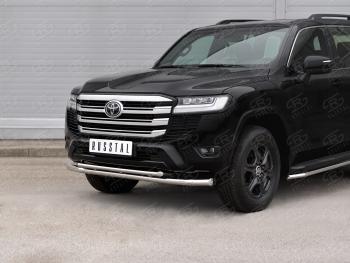 23 499 р. Защита переднего бампера (2 трубы Ø63 и 42 мм, нержавейка) SLITKOFF Toyota Land Cruiser J300 дорестайлинг (2021-2025)  с доставкой в г. Вологда. Увеличить фотографию 2