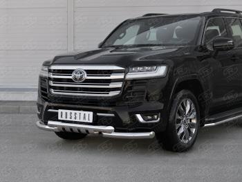 36 749 р. Защита переднего бампера (Ø76 мм с клыками, нержавейка, 70TH ANNIVERSARY) SLITKOFF Toyota Land Cruiser J300 дорестайлинг (2021-2025)  с доставкой в г. Вологда. Увеличить фотографию 2