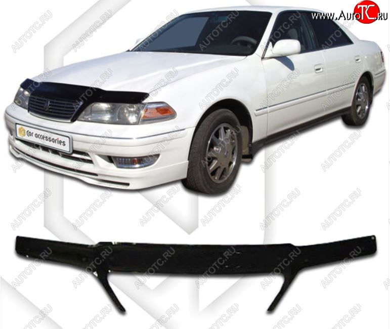2 399 р. Дефлектор капота CA-Plastiс exclusive  Toyota Mark 2  X100 (1996-2000) седан (Classic черный, Без надписи)  с доставкой в г. Вологда