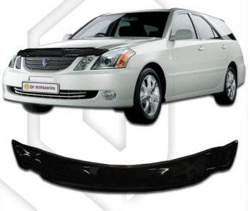 2 079 р. Дефлектор капота CA-Plastiс Toyota Mark 2 Blit универсал (2002-2007) (серия Classic черный, Без надписи)  с доставкой в г. Вологда. Увеличить фотографию 2