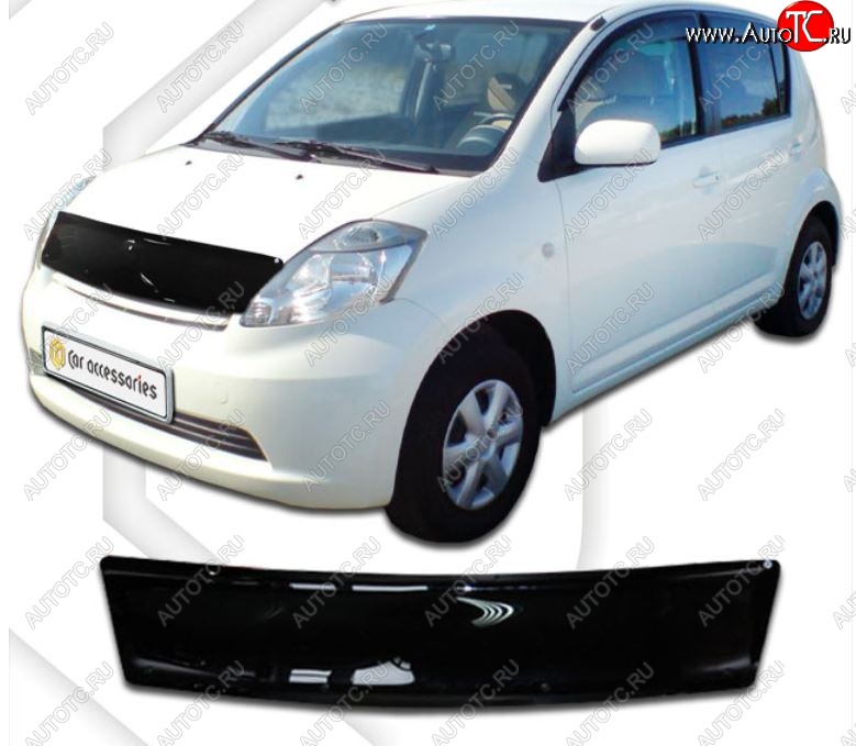 1 999 р. Дефлектор капота CA-Plastiс Toyota Passo 1 (2004-2010) (Classic черный, Без надписи)  с доставкой в г. Вологда