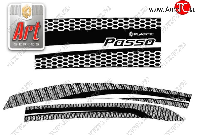 2 199 р. Дефлектора окон CA-Plastiс  Toyota Passo  2 (2010-2016) (Серия Art белая)  с доставкой в г. Вологда