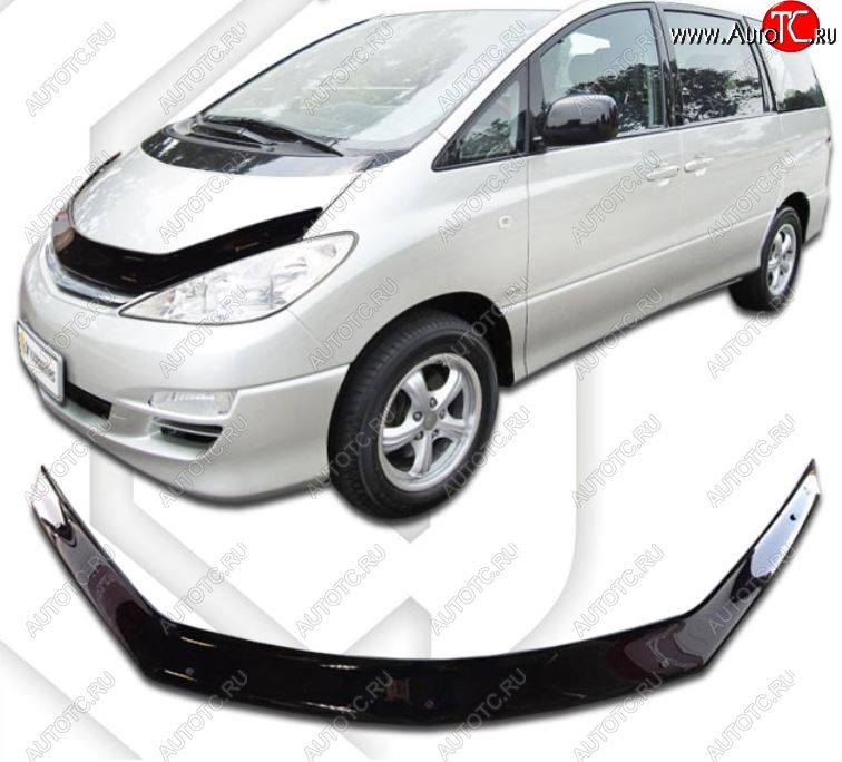 1 999 р. Дефлектор капота CA-Plastiс  Toyota Previa  2 (2000-2006) (Classic черный, Без надписи)  с доставкой в г. Вологда