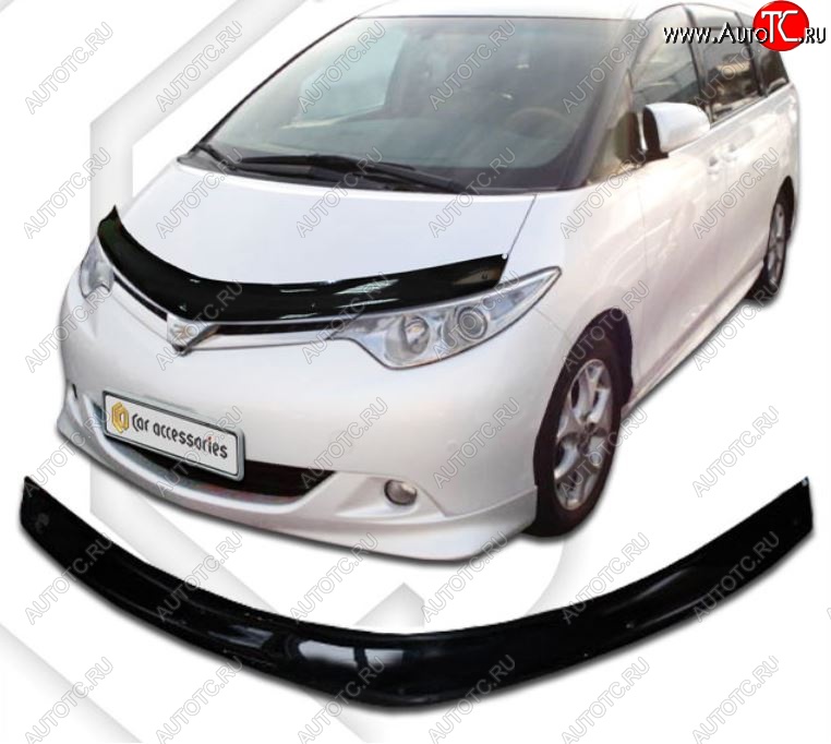 2 079 р. Дефлектор капота CA-Plastiс  Toyota Previa  3 (2006-2009) дорестайлинг (Classic черный, Без надписи)  с доставкой в г. Вологда