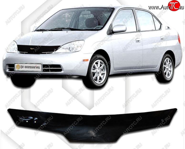 1 839 р. Дефлектор капота CA-Plastiс Toyota Prius XW10 дорестайлинг (1997-2000) (Classic черный, Без надписи)  с доставкой в г. Вологда