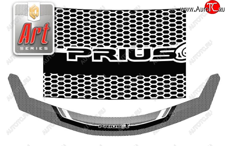 2 199 р. Дефлектор капота CA-Plastiс  Toyota Prius  Alfa лифтбек (2011-2015) рестайлинг (Серия Art белая)  с доставкой в г. Вологда