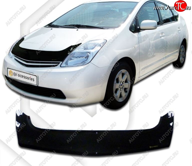 2 599 р. Дефлектор капота (exclusive правый руль) CA-Plastiс  Toyota Prius XW20 дорестайлинг (2003-2005) (серия Classic черный, Без надписи)  с доставкой в г. Вологда