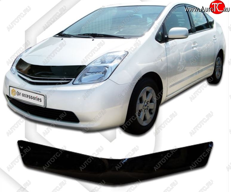 1 899 р. Дефлектор капота (правый руль) CA-Plastiс Toyota Prius XW20 дорестайлинг (2003-2005) (серия Classic черный, Без надписи)  с доставкой в г. Вологда