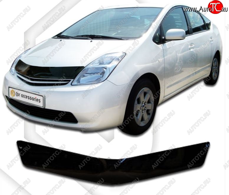 1 899 р. Дефлектор капота (левый руль) CA-Plastiс Toyota Prius XW20 дорестайлинг (2003-2005) (серия Classic черный, Без надписи)  с доставкой в г. Вологда