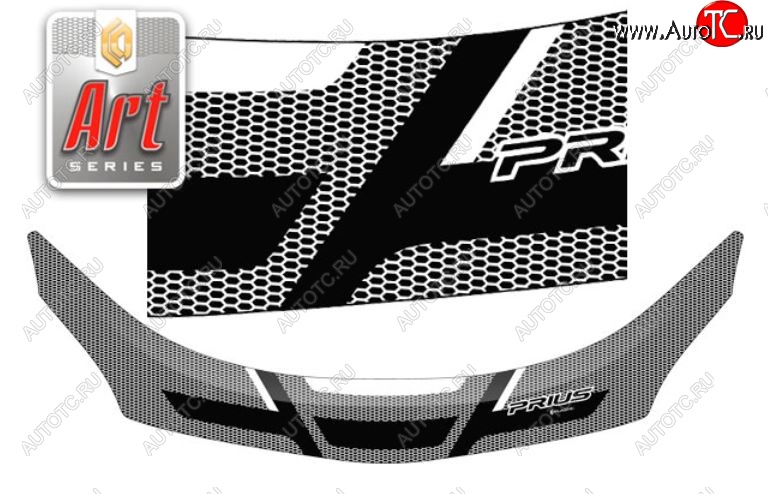 2 599 р. Дефлектор капота CA-Plastiс exclusive  Toyota Prius  XW30 (2009-2011) дорестайлинг (Серия Art белая)  с доставкой в г. Вологда