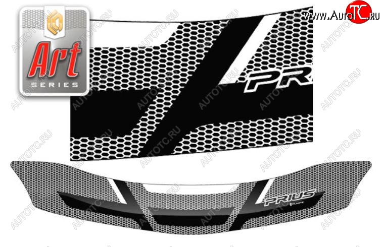 2 199 р. Дефлектор капота CA-Plastiс  Toyota Prius  XW30 (2009-2011) дорестайлинг (Серия Art серебро)  с доставкой в г. Вологда