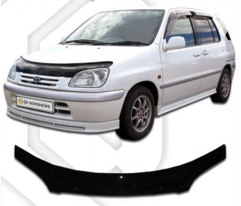 2 159 р. Дефлектор капота CA-Plastiс  Toyota Raum (1997-2003) (серия Classic черный, Без надписи)  с доставкой в г. Вологда. Увеличить фотографию 2