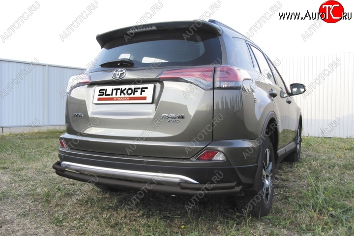 9 599 р. Защита задняя Slitkoff Toyota RAV4 XA40 5 дв. рестайлинг (2015-2019) (Цвет: серебристый)  с доставкой в г. Вологда