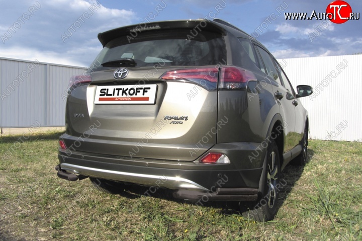 6 849 р. Уголки d57+d42 двойные Toyota RAV4 XA40 5 дв. рестайлинг (2015-2019) (Цвет: серебристый)  с доставкой в г. Вологда