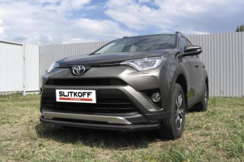 10 749 р. Защита переднего бампера Slitkoff (Ø57 мм) Toyota RAV4 XA40 5 дв. рестайлинг (2015-2019) (Нержавейка полированная)  с доставкой в г. Вологда. Увеличить фотографию 2