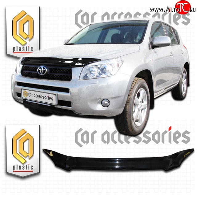 1 999 р. Дефлектор капота CA-Plastic  Toyota RAV4  XA305 (2005-2009) 5 дв. дорестайлинг (Classic черный, Без надписи)  с доставкой в г. Вологда