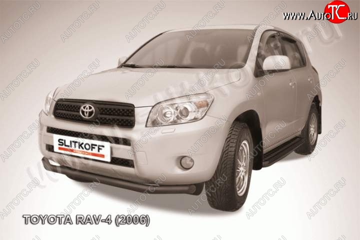 6 299 р. Защита переднего бампер Slitkoff Toyota RAV4 XA305 5 дв. дорестайлинг (2005-2009) (Цвет: серебристый)  с доставкой в г. Вологда