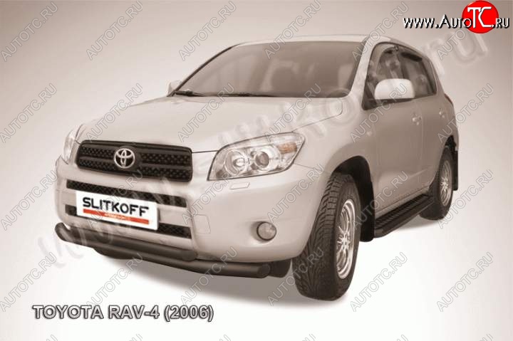 9 999 р. Защита переднего бампер Slitkoff Toyota RAV4 XA305 5 дв. дорестайлинг (2005-2009) (Цвет: серебристый)  с доставкой в г. Вологда