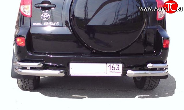 8 799 р. Защита заднего бампера (двойные углы d63 и 42 мм) Металл Дизайн Toyota RAV4 XA305 5 дв. дорестайлинг (2005-2009)  с доставкой в г. Вологда