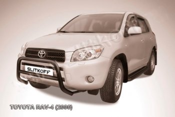 21 999 р. Защита переднего бампера Slitkoff (Ø57 мм, низкая) Toyota RAV4 XA305 5 дв. дорестайлинг (2005-2009) (Нержавейка полированная)  с доставкой в г. Вологда. Увеличить фотографию 2