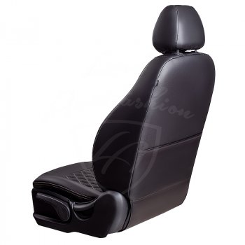 9 449 р. Чехлы для сидений Lord Autofashion Турин Ромб (экокожа) Toyota RAV4 XA305 5 дв. дорестайлинг (2005-2009) (Черный, вставка черная, строчка бежевая)  с доставкой в г. Вологда. Увеличить фотографию 3