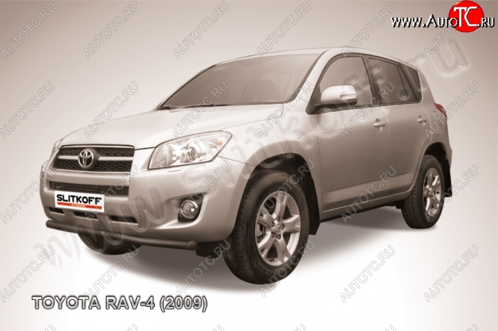7 399 р. защита переднего бампера Slitkoff Toyota RAV4 XA30 5 дв. 1-ый рестайлинг (2008-2010) (Цвет: серебристый)  с доставкой в г. Вологда