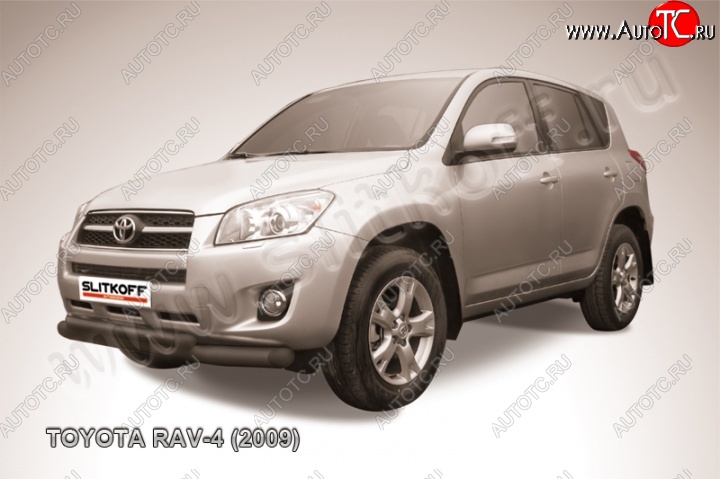 9 999 р. Защита переднего бампер Slitkoff Toyota RAV4 XA30 5 дв. 1-ый рестайлинг (2008-2010) (Цвет: серебристый)  с доставкой в г. Вологда