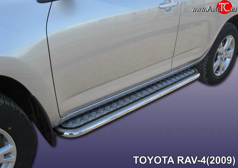 15 499 р. Широкая защита порогов с трубой диаметром 57 мм Slitkoff Toyota RAV4 XA30 5 дв. 1-ый рестайлинг (2008-2010) (Цвет: нержавеющая полированная сталь)  с доставкой в г. Вологда