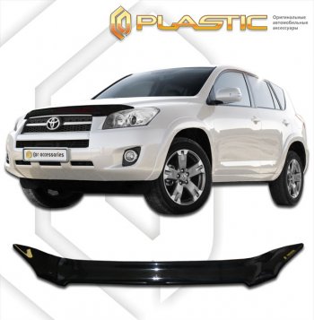 1 999 р. Дефлектор капота CA Plastic  Toyota RAV4  XA30 (2008-2010) 5 дв. 1-ый рестайлинг, 5 дв. удлиненный 1-ый рестайлинг (серия Classic черный, Без надписи)  с доставкой в г. Вологда. Увеличить фотографию 2