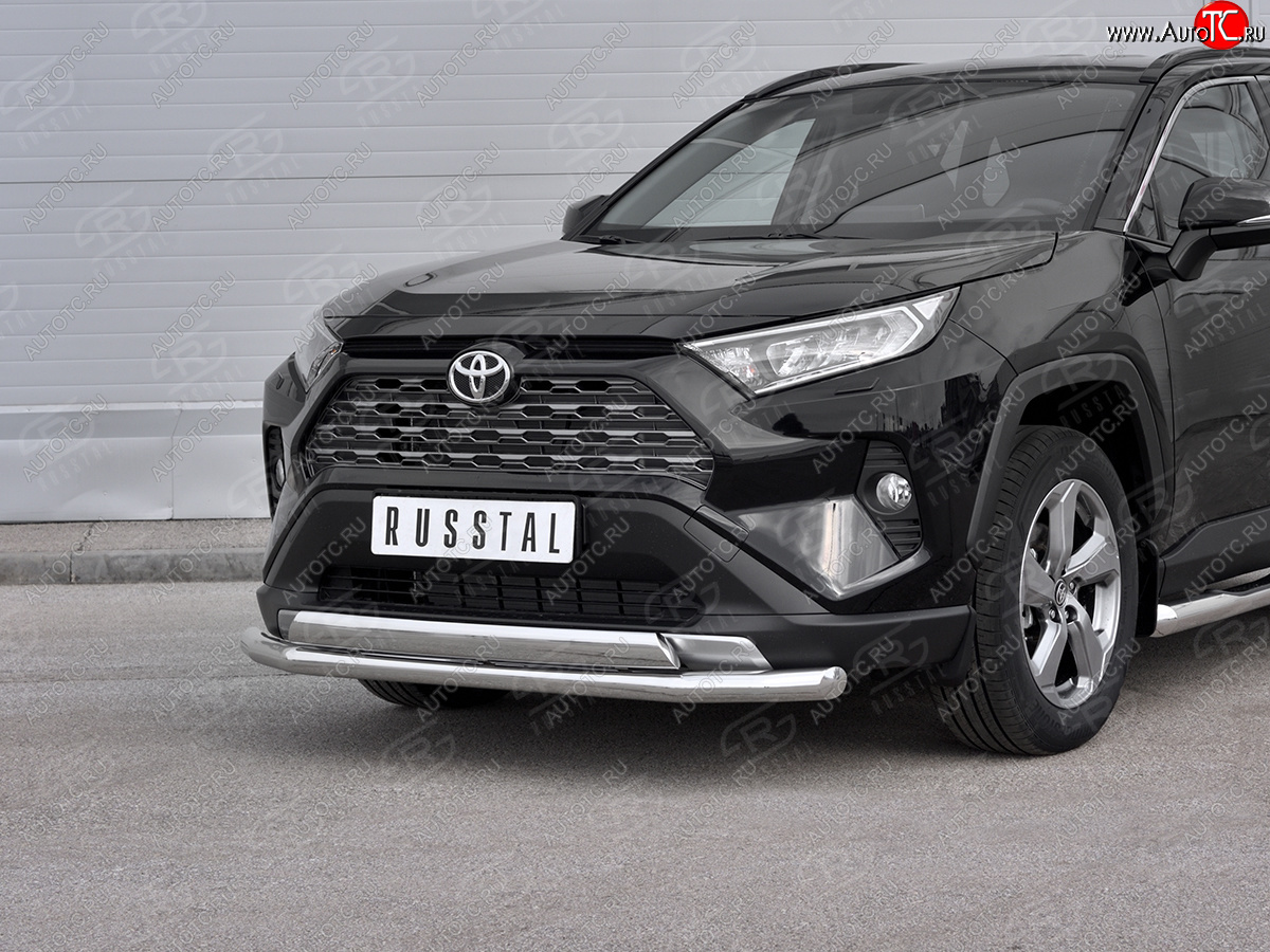16 399 р. Защита переднего бампера (2 трубы Ø63 и 75х42 мм, нержавейка) Russtal Toyota RAV4 XA50 5 дв. дорестайлинг (2018-2025)  с доставкой в г. Вологда