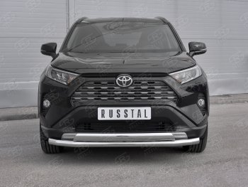 16 399 р. Защита переднего бампера (2 трубы Ø63 и 75х42 мм, нержавейка) Russtal Toyota RAV4 XA50 5 дв. дорестайлинг (2018-2025)  с доставкой в г. Вологда. Увеличить фотографию 2