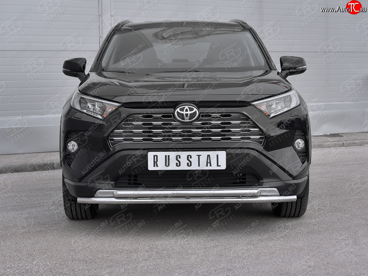 18 899 р. Защита переднего бампера (2 трубы Ø42 мм, нержавейка) SLITKOFF Toyota RAV4 XA50 5 дв. дорестайлинг (2018-2025)  с доставкой в г. Вологда